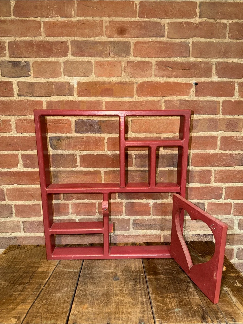 Wooden Wall Shelf Heart Cutout Cubby Display Knick Knack Farmhouse